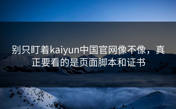 别只盯着kaiyun中国官网像不像，真正要看的是页面脚本和证书