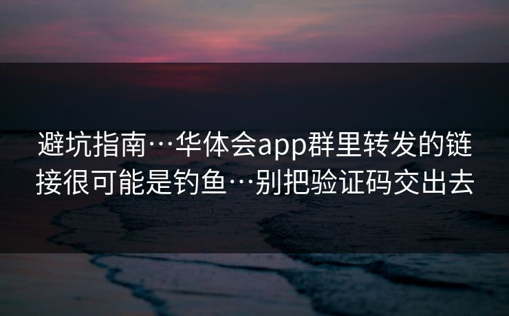 避坑指南…华体会app群里转发的链接很可能是钓鱼…别把验证码交出去